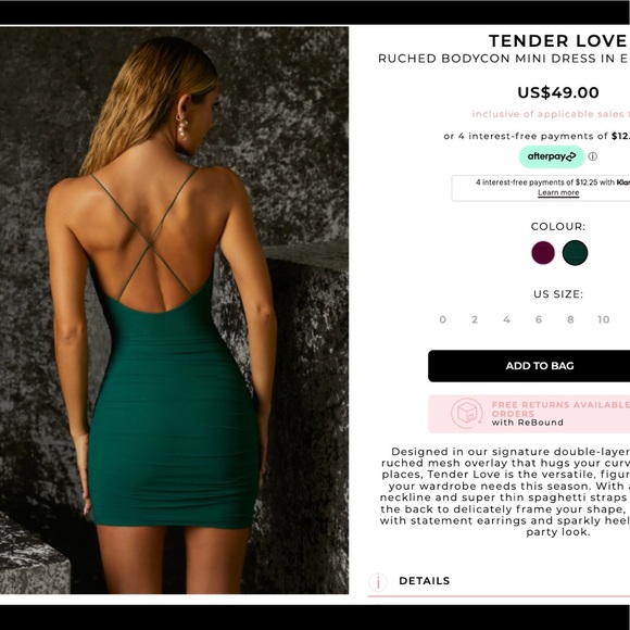 OhPolly Ruched Bodycon Mini Dress in Green - Picture 3 of 3